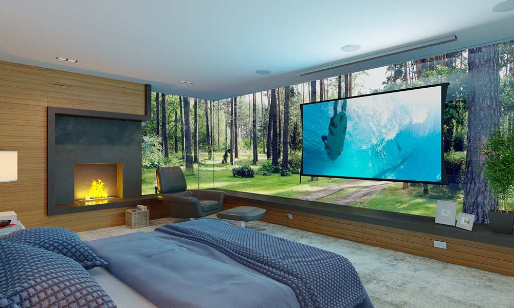 Projector screen in bedroom